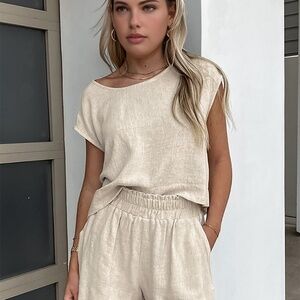 Cotton Linen Shorts Set